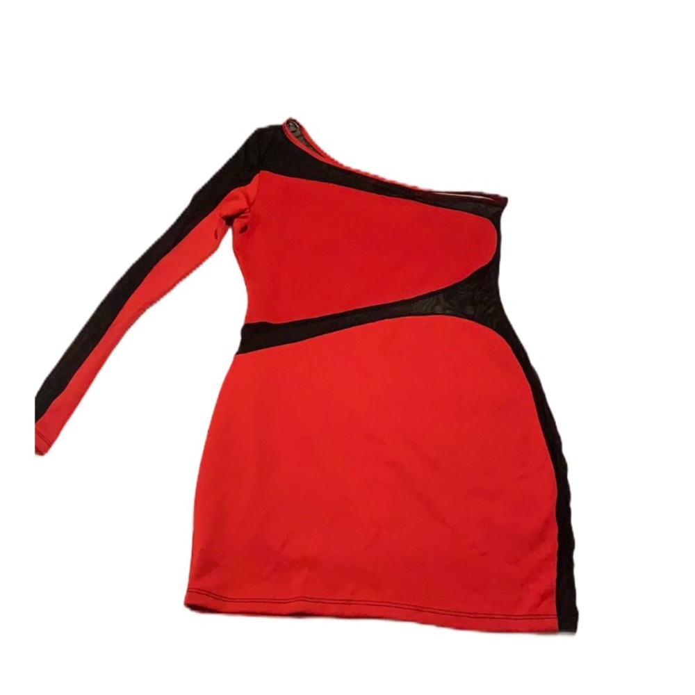SYMPHONY Sexy Red & Black Asymmetrical Dress! NWT!